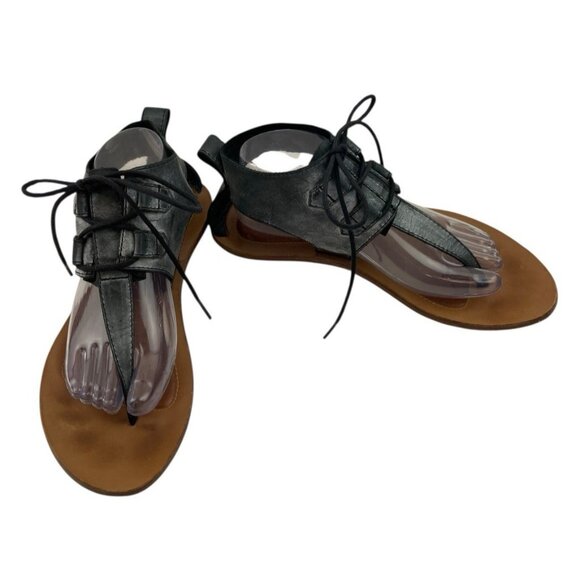 *SOREL Summer Boot Sandal Womens 10 Gray Distressed Leather Gladiator Festival - Picture 4 of 16